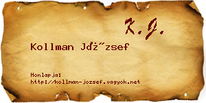 Kollman József névjegykártya